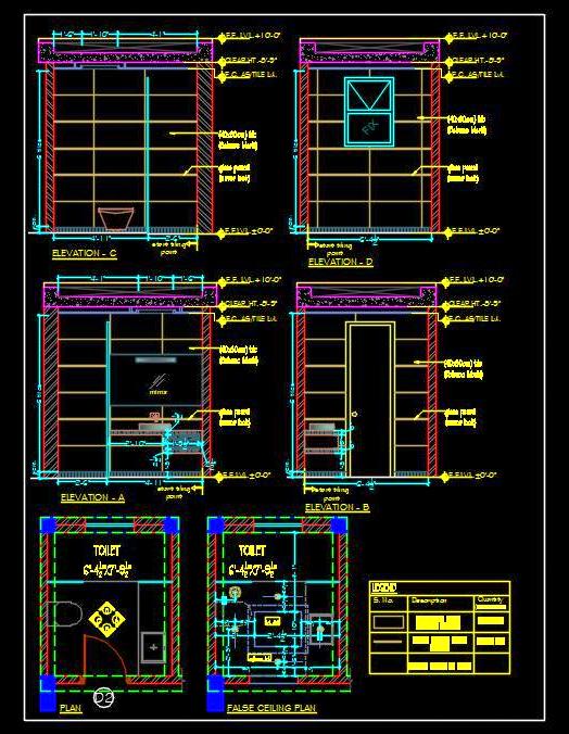 Toilet CAD Drawing (6'x8') with Full Working Details